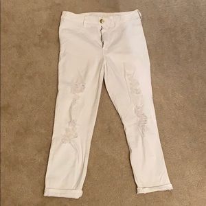 White hi-rise jegging crop